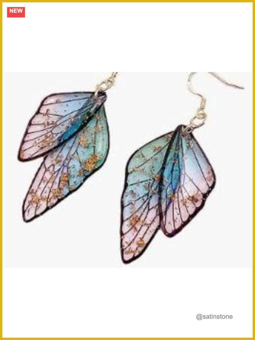 Butterfly Wing Acrylic Dangle Drop Earrings Handmade Lightweight Statement
